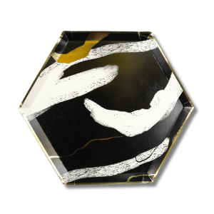 BLACK MARBLE AND GOLD LARGE PLATE