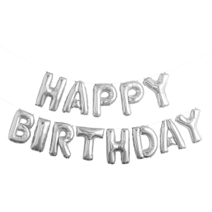 GLOBOS DE MICROFOIL (O METALIZADOS) HAPPY BIRTHDAY PLATEADO GLOBOS BANNER HAPPY BIRTHDAY