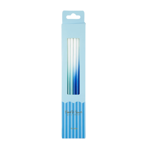 PAQUETE DE 16 VELAS OMBRE BLUE