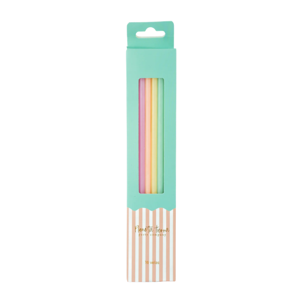 PAQUETE DE 16 VELAS PASTEL