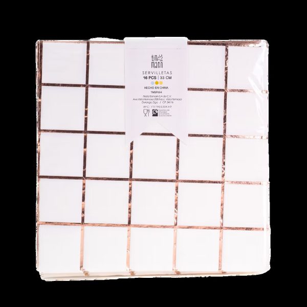 SERVILLETA CUADROS ROSEGOLD