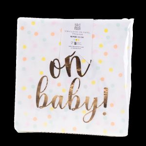 SERVILLETA CON DISEÑO OH BABY SERVILLETA OH BABY FOIL DORADO