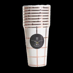 Vaso Grande con diseño Diseño Dorado VASO GRANDE CON DISEÑO ROSEGOLD Y BLANCO