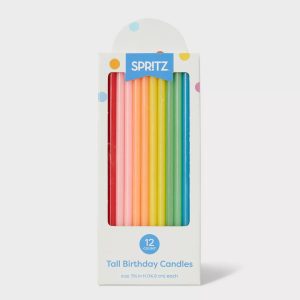 Velas altas de cumpleaños arcoíris neón (12 unidades) - Spritz™ Velas de cumpleaños