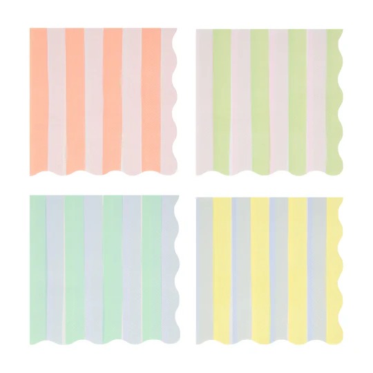 Servilletas de papel a rayas pastel