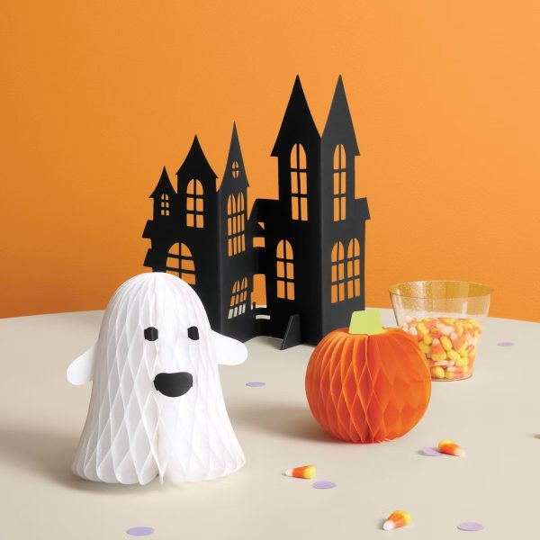 kit de papel picado fantasma, casa y calabaza
